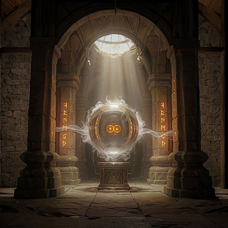 ヘリウムの性質を表現したキャラクター。安定した構造をイメージした発光する球体の姿