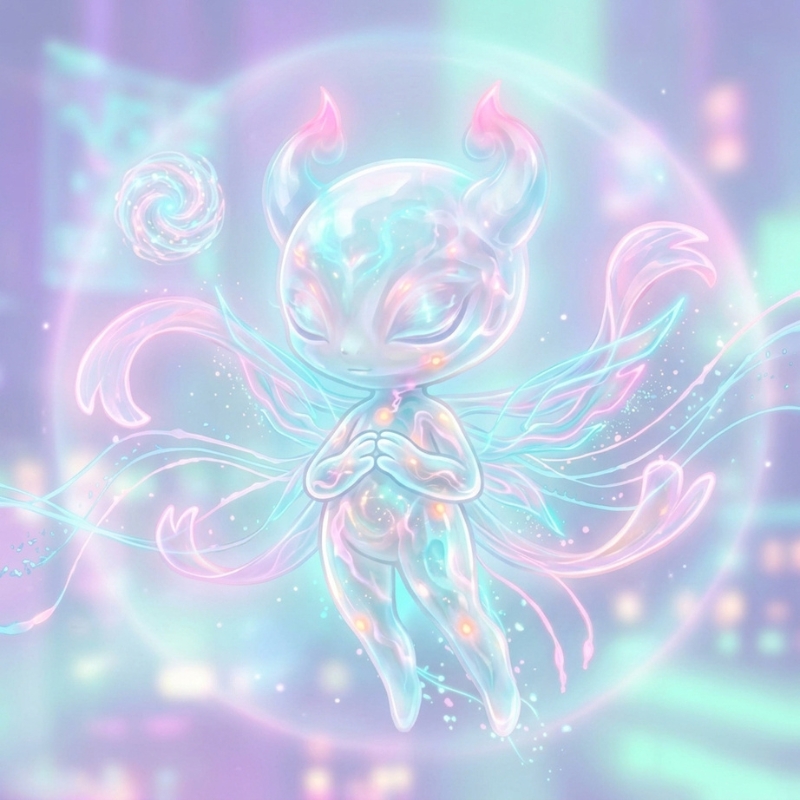 ネオン元素のキャラクター 光を内に保ち静かに満ちている姿